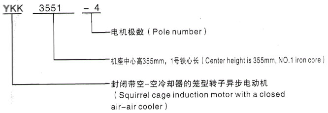 YKK系列(H355-1000)高压YJTG-355M2-10A/110KW三相异步电机西安泰富西玛电机型号说明